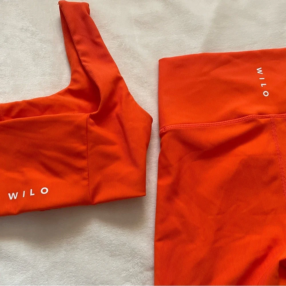 Wilo the Label Orange Sports Bra and Shorts Activewear Workout Set